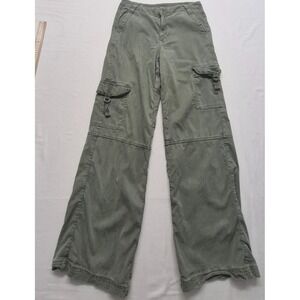 America Eagle Green Cargo Utility Pants sz 2 Baggy Wide Leg Y2K Super High Rise